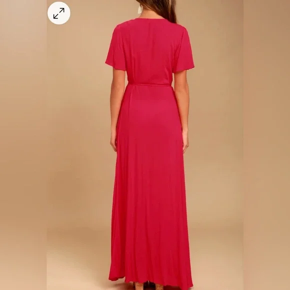 🆕 LuLu’s Much Obliged Red Wrap Maxi Dress, Size L - Picture 4 of 10